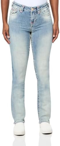 Джинсы True Religion Billie с высокими талией и прямым кроем, тег Super T True Religion