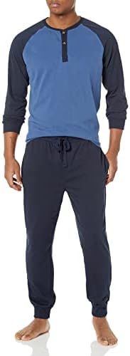 Wrangler Men's Sueded Jersey Henley Top and Jogger Pant Pajama Sleep Set Wrangler