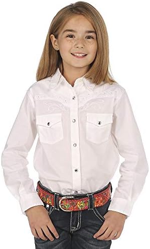 Wrangler Girls' Long Sleeve Solid Western Snap Shirt Wrangler