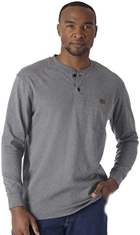 Wrangler RIGGS Workwear Men’s Long Sleeve Henley,Charcoal Gray,2X Tall Wrangler