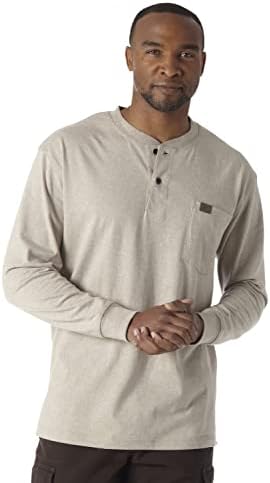 Wrangler RIGGS Workwear Men’s Long Sleeve Henley,Oatmeal Heather,Medium Wrangler