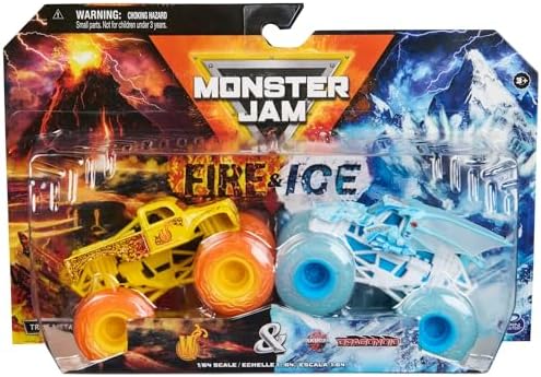 Монстр Траки «Огонь и Лед», 2 штуки, Виплэш против Драгоноид, 1:64 Monster Jam