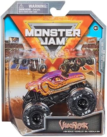 Монстр Джем 2023 Спин Мастер 1:64 Стальная Модель Грузовика Велокираптор Monster Jam