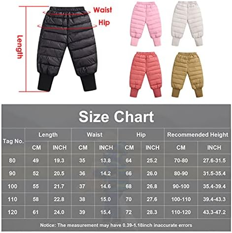 Baby Boys Girls Down Snow Pants Windproof Warm Trousers Lightweight Puffer Winter Pants Happy Cherry