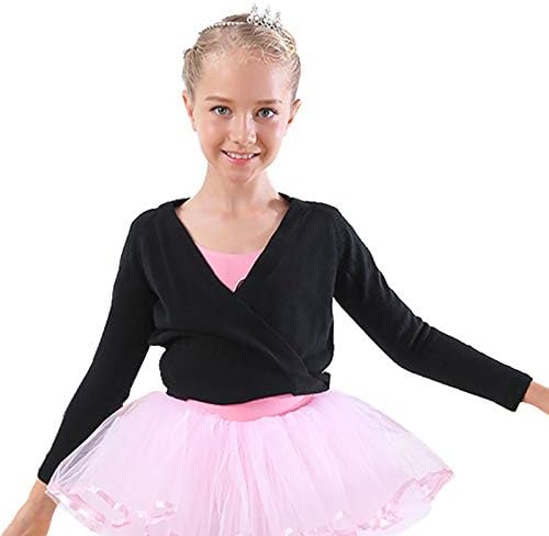 Happy Cherry Girls Dance Sweater Ballet Cardigan Ballerina Kid Knit Wrap Top Long Sleeve Sweater Dance Top Age 3-14Y Happy Cherry