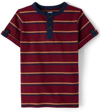 Gymboree,and Toddler Short Sleeve Henley T-Shirt,Maroon Smoke,3T Gymboree