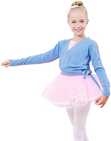 Kids Girl Dance Sweater Ballerina Long Sleeve Knit Wrap Top Ballet Cardigan Age 4-12Y Happy Cherry