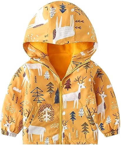 Happy Cherry Toddler Boy Girl Fleece Lined Jackets Waterproof Hooded Windbreaker Coat for Winter Fall 2023 Happy Cherry