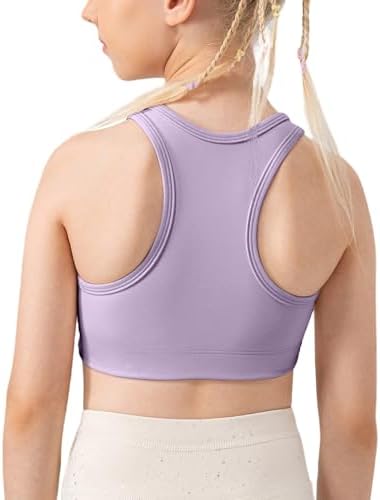 Happy Cherry Girls Racerback Sport Bra Quick Dry Seamless Stretch Yoga Workout Tank Top with Removable Pads Happy Cherry