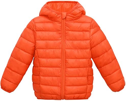 Happy Cherry Boys and Toddlers' Light-Weight Water-Resistant Packable Hooded Puffer Coat Orange 4-5 Years (130) Happy Cherry