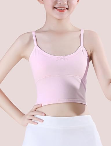 Happy Cherry Training Bras for Girls with Lightly Pads Teen Cotton Camisoles Undershirts Kids Crop Tank Tops Size 7-12 Years Happy Cherry