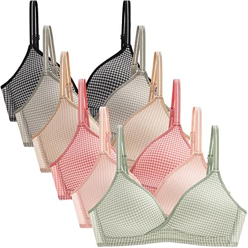 Happy Cherry Teens Girls Adjustable Training Bra Seamless Wireless Thin Padded Sports Bra for Big Kids 10-18 Years Happy Cherry