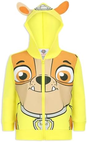 Paw Patrol Nickelodeon Marshall, Rubble or Chase Boys Zip Up Hoodie for Toddler and Little Kids Paw Patrol