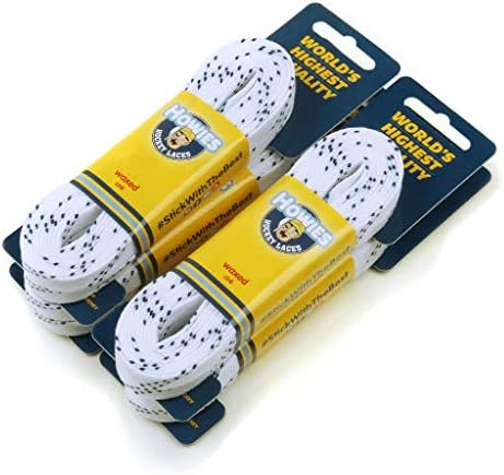 Howies Hockey Skate Laces - 4 Pack of 108 White Wax for Youth, Junior and Senior Skates. Premium Quality Used by Athletes of All Ages; Minor, Junior, Pro. Great for Crafts, Bracelets and Replacement Howies