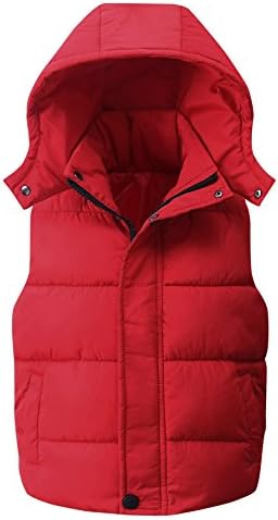 Happy Cherry Kids Padded Vest Winter Puffy Detachable Hooded Zipper Up Sleeveless Jacket 5-12T Happy Cherry