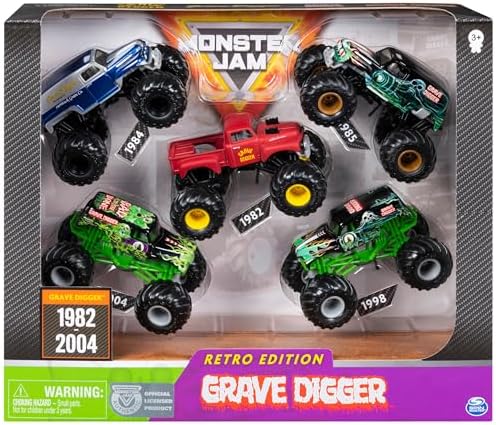 Монстр Трак Grave Digger 5 шт. 1:64, ретро набор, стильные хромированные диски Monster Jam