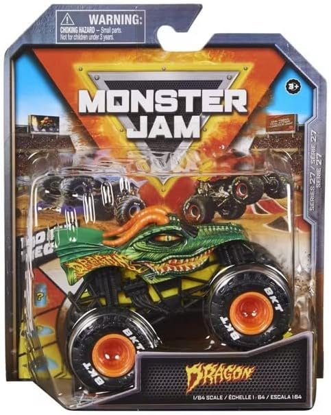 Игрушечный грузовик Monster Jam Dragon 1:64, зеленый, серия 27, металл Monster Jam