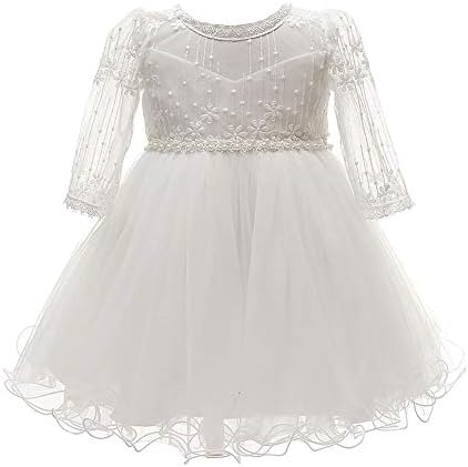 Happy Cherry Baby Girls Long Sleeves Tulle Tutu Dress Christening Baptism Gowns Happy Cherry