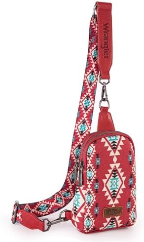 Wrangler Aztec Crossbody Sling Bags for Women Cross Body Purse with Detachable Strap Wrangler