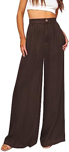 GRAPENT Wide Leg Pants for Women High Waisted Jeans Palazzo Pants Lightweight Summer Beach Flowy Trousers Y2K Grapent