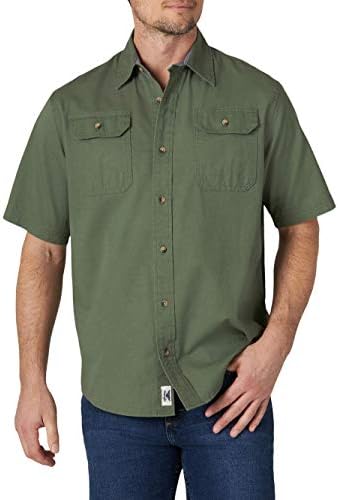 Wrangler Men's Short Sleeve Button-Up Shirt (Small 34/36, Green) Wrangler