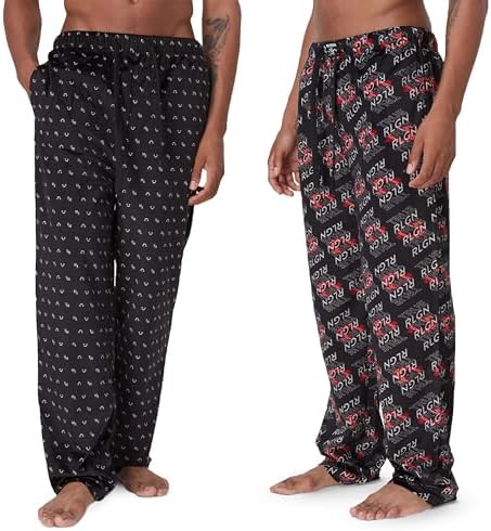 True Religion 2 Pack Fleece Pajama Pants for Men, PJ Pants Men’s Sleepwear True Religion