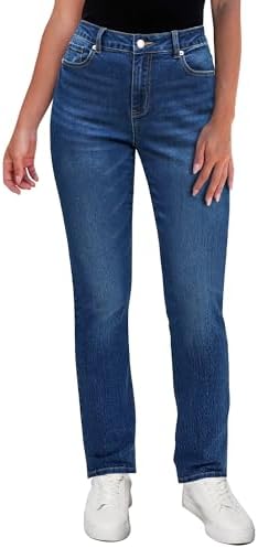 GRAPENT Straight Leg Jeans for Women High Waisted Trendy Slim Classic Stretchy Denim Work Trouser Jeans with Pockets Grapent