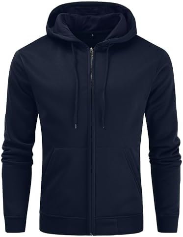 Gesean Men's Zip Up Fleece Hoodie Casual Drawstring Hooded Sweatshirt with Kanga Pocket Gesean