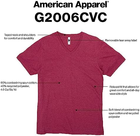 Футболка American Apparel унисекс с V-образным вырезом G2006CVC, 2-Pack, 60% хлопка American Apparel