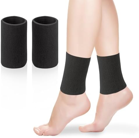 Cosmos 2 Pcs Ankle Gel Sleeve Padded Ice Skate Guards Elastic Ankle Wrist Protector Brace Ankle Compression Sleeve Foot Support Socks for Figure Skating Hockey Running Riding Cosmos