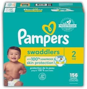 Pampers Swaddlers Diapers - Size 2, One Month Supply (156 Count), Soft Disposable Baby Diapers Pampers