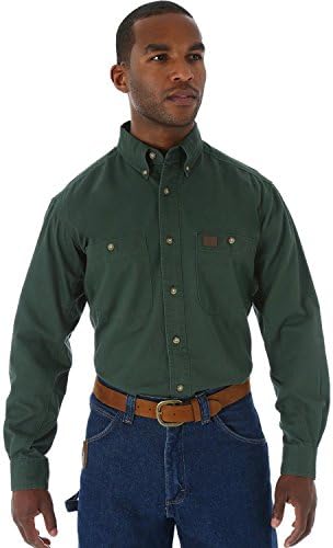 Wrangler Riggs Workwear Men's Big Logger Twill Long Sleeve Workshirt, Forest Green, X-Large Tall Wrangler