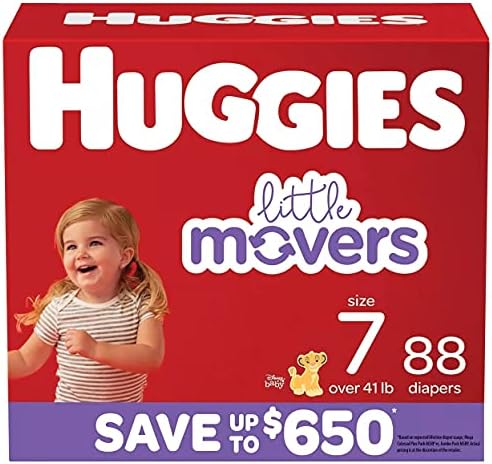 Huggies Little Movers Diapers, Size 7-41+ Pounds (88 Count) Huggies