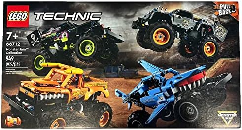 LEGO Technic Коллекция Monster Jam 66712, Строительный набор 2-в-1, 949 элементов, Мегалодон, Грэйв Диггер, Эль Торо Локо, Макс-Д, 7+ Lego