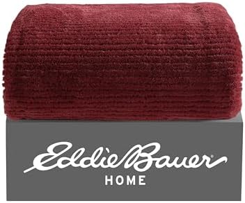 Eddie Bauer - Throw Blanket, Soft Plush Bedding with Micromink Reverse, Cozy Home Decor for Bed or Couch (Textured Solid Brown, 50" x 60") Eddie Bauer