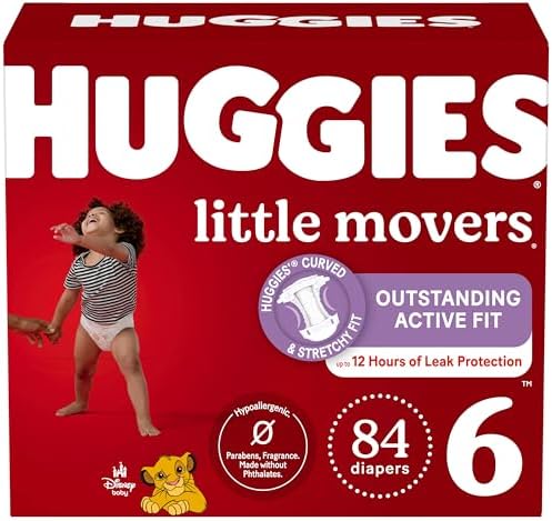 Huggies Size 6 Diapers, Little Movers Baby Diapers, Size 6 (35+ lbs), 84 Count Pull-Ups