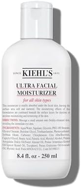 Kiehl's Ultra Facial Moisturizer, for Easy Daily Hydration, Infused with Squalane and Glycerin, Replenishes Moisture Barrier and Softens Skin, Suitable for All Skin Types, Fragrance-Free Kiehl's