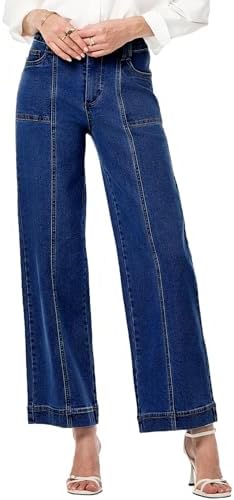 Astylish Womens High Waisted Wide Leg Jeans Cropped Straight Leg Denim Pants Astylish