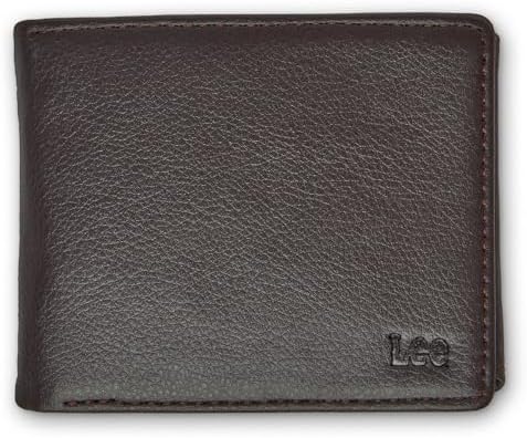 Lee Men’s Bifold Extra Capacity Traveler Wallet Casual Everyday Minimalist Cash and Card Holder with Flip ID Window (Brown) Lee