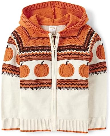 Gymboree Boys and Toddler Long Sleeve Zip Up Hoodie Sweatshirt, Pumpkin, 10 US Gymboree