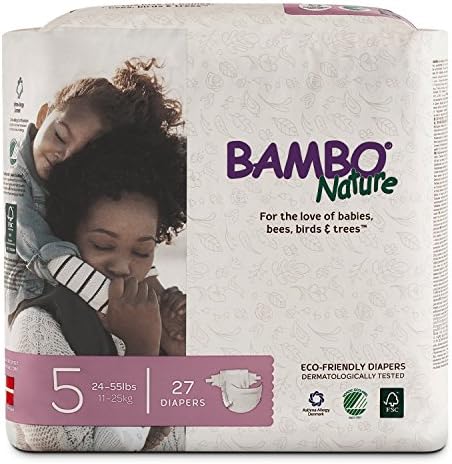 Bambo Nature Premium Baby Diapers - English Packaging, Size 5, 27 Count Bambo Nature