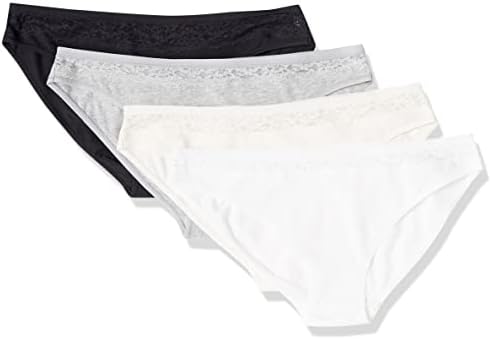 Amazon Essentials Women's Cotton and Lace Bikini Underwear, Pack of 4 Amazon Essentials