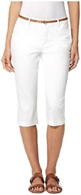 Gloria Vanderbilt Ladies’ Anita Belted Capri Casual Summer Pants (Shell White, 14) Gloria Vanderbilt