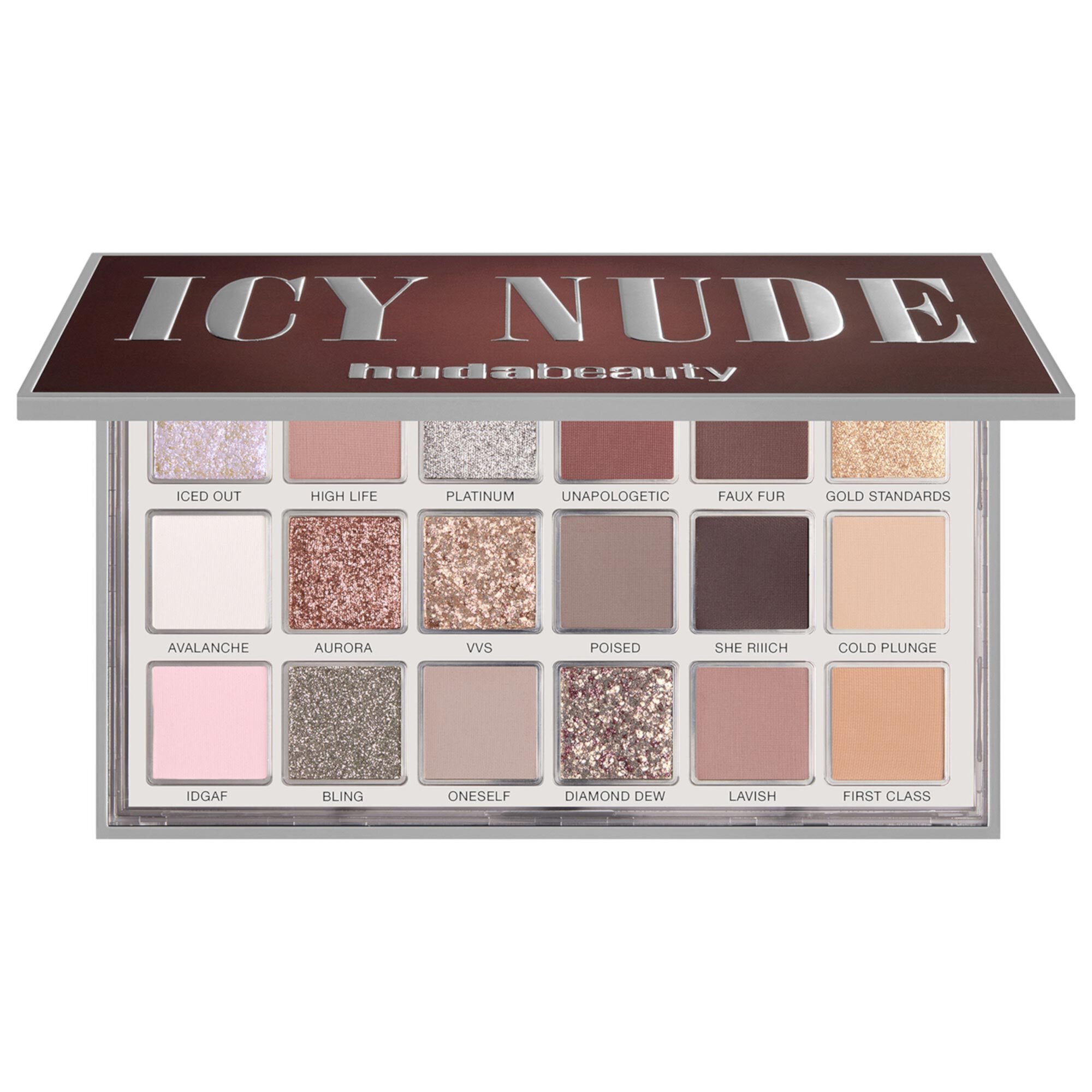 Палетка теней для век Icy Nude с 18 ультра-пигментированными оттенками Huda Beauty