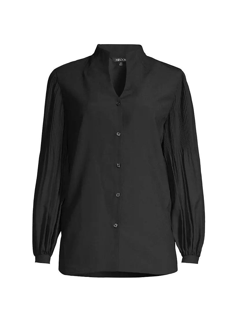 Pleated Crepe De Chine Blouse Misook