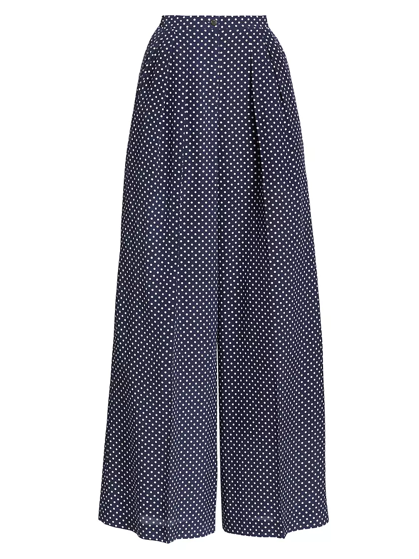 Polka Dot Silk Palazzo Pants Michael Kors