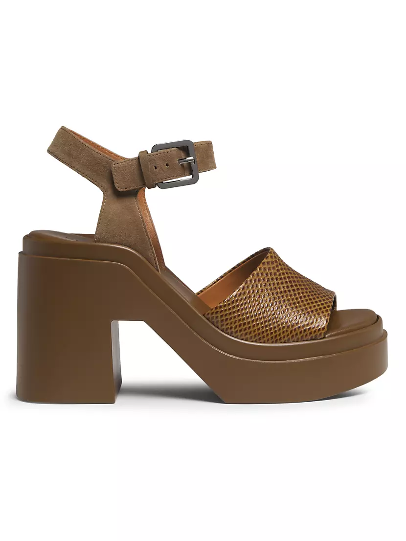 Nelio3 Leather Platform Sandals Clergerie