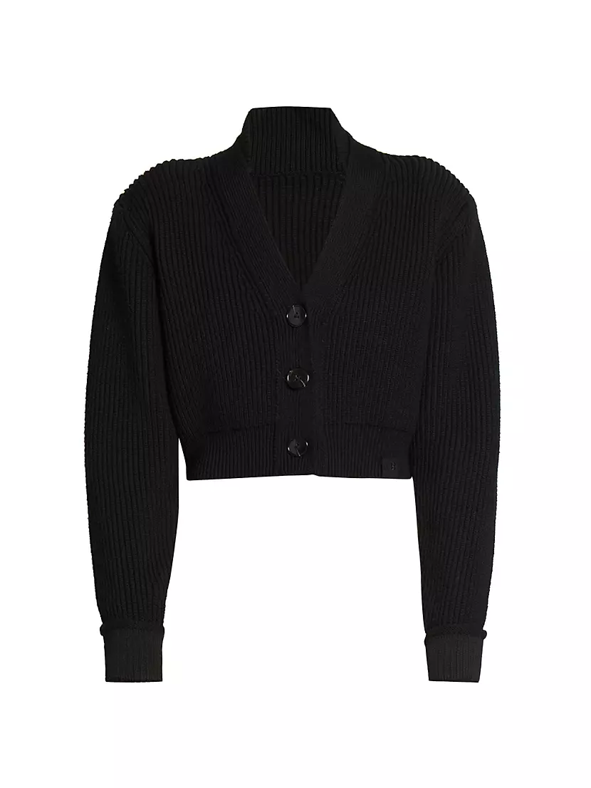 Wool-Blend V-Neck Crop Cardigan Victoria Beckham