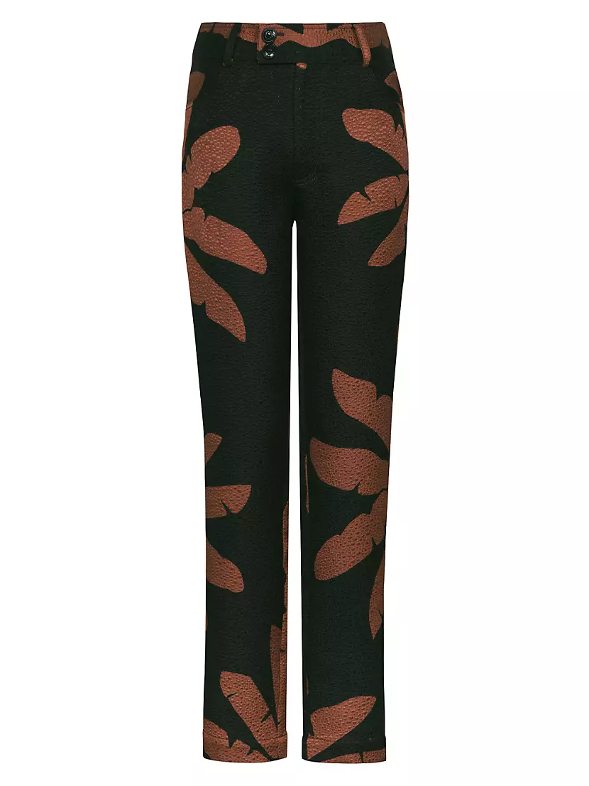 Great Basin Wool &amp; Silk Jacquard Straight-Leg Pants Johanna Ortiz