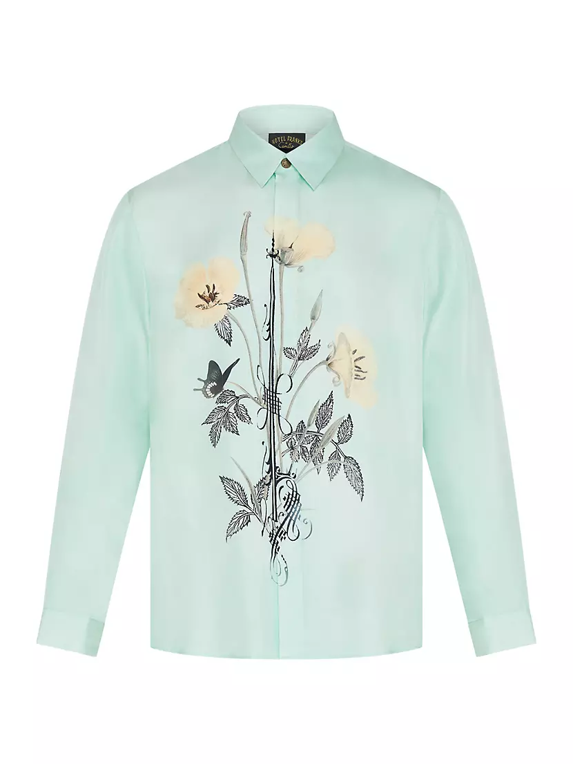 Floral Silk Button-Front Shirt Camilla